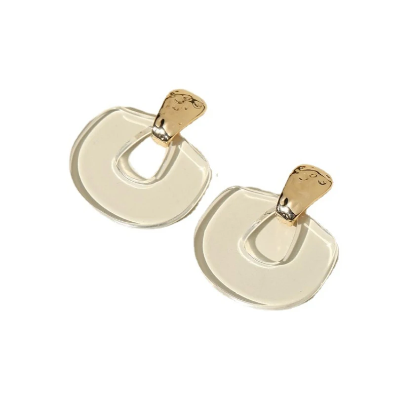 

Geometric Big Transparent Acrylic Earrings For Women Girl Gold Color Pendant Clear Resin Dangle Earrings Trendy Female Jewelry
