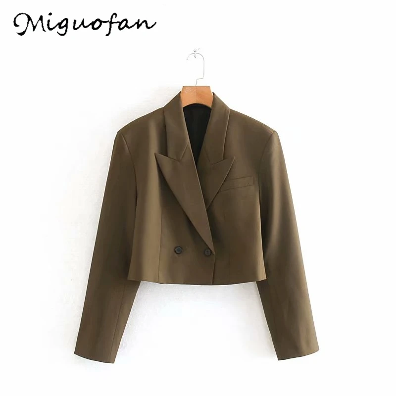 Miguofan женский однотонный Блейзер Пальто пуговицы с длинным рукавом офисная