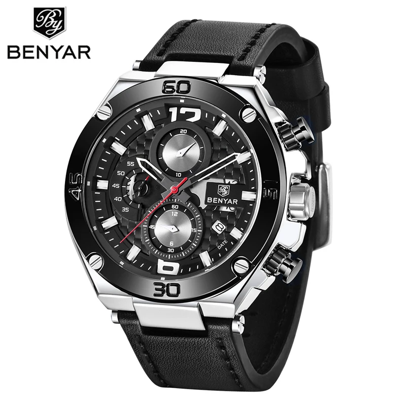 BENYAR Quartz Watch Men Top Brand Luxury Waterproof Men's Sport Watches Chronograph Military Analog Clock Luminous Reloj Hombre