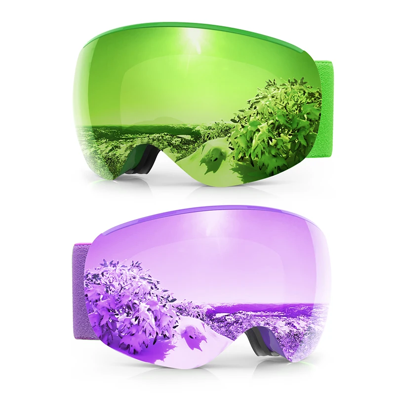 

Findway Ski Goggles Magnetic Dual-Layer Lens 100% UV 400 Protection-Interchangeable Lens Anti-Fog Snowboard Sport for Women& Men