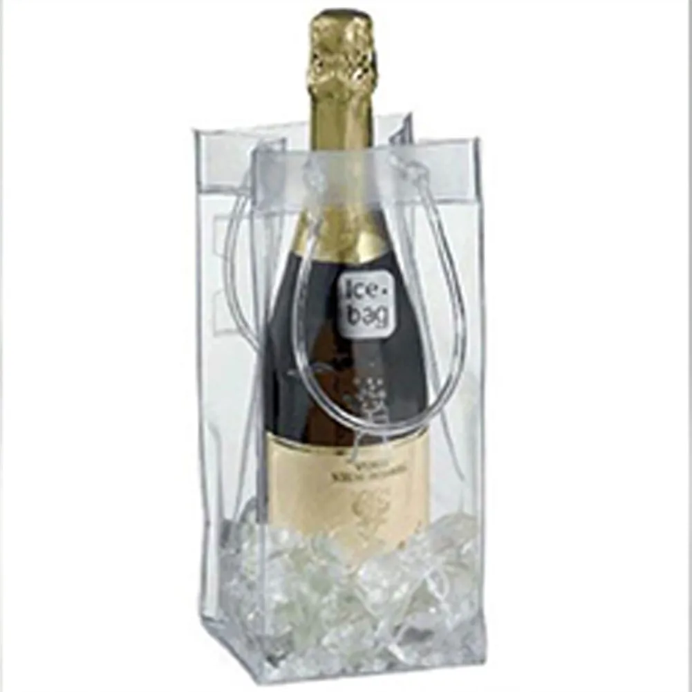 

PVC Ce Bag ECO Friendly Transparent Champagne Drink Wine Beer Ice Bag PVC Bottle Cooler Chiller For Picnics Parties Wholesale