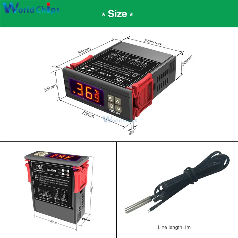 STC 1000 DC 12V 24V AC 110V 220V 10A светодиодный цифровой регулятор температуры термостат