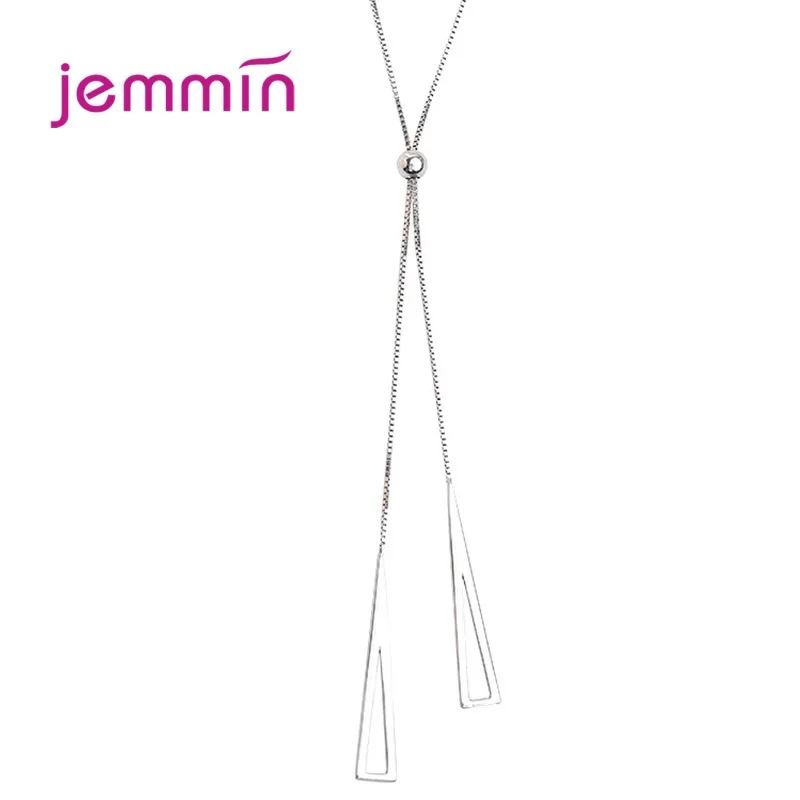 

New Adjustable Geometric Necklace for Women Real 925 Sterling Silver Triangle Clavicle Chain Pendant Necklace Fine Jewelry Gifts
