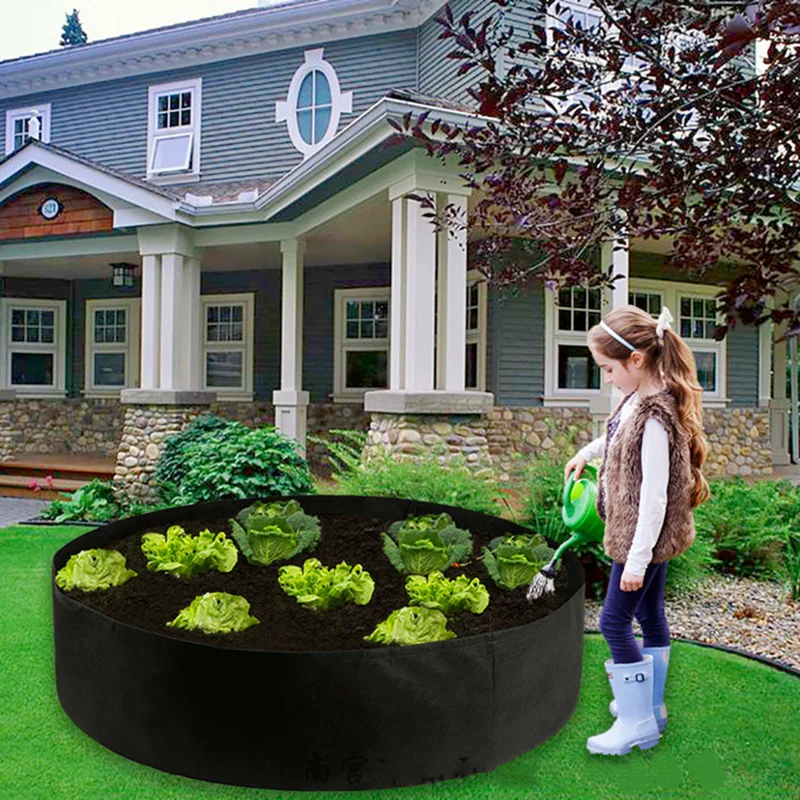 

Raised Round Garden Bed Fabric Felt Planting Container Grow Planter Nursery Pot