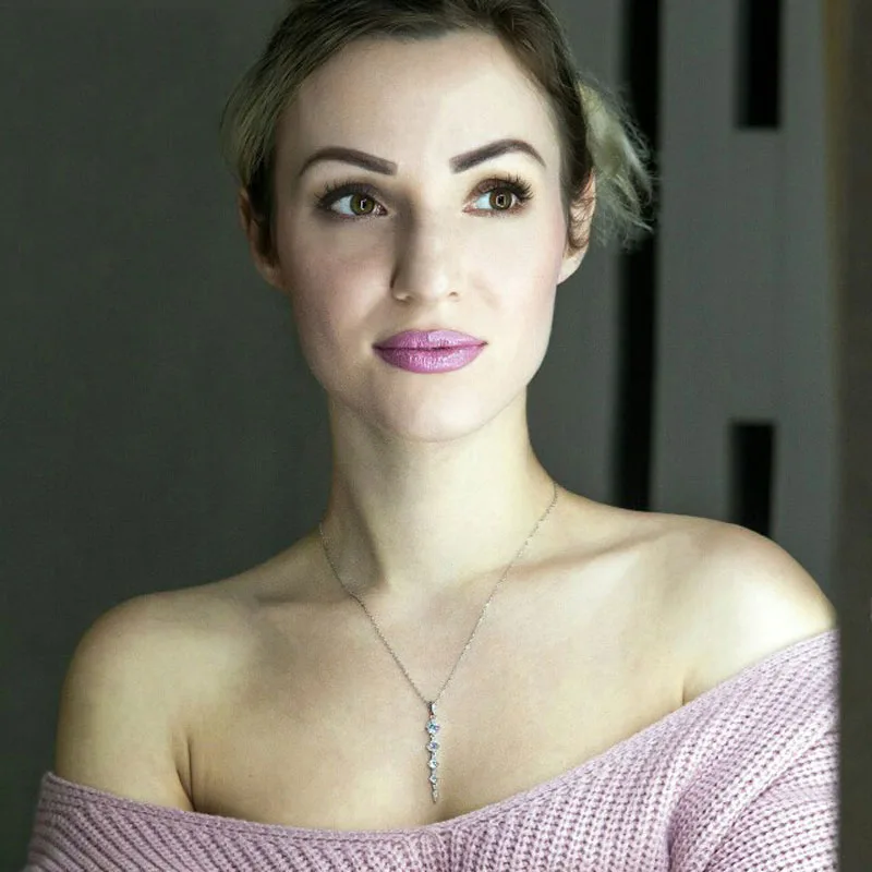 Effie queen Стерлинговое Серебро женское ожерелье и серьги наборы с белым AAA CZ кубический циркон длинный листик форма женский ювелирный набор TSS14