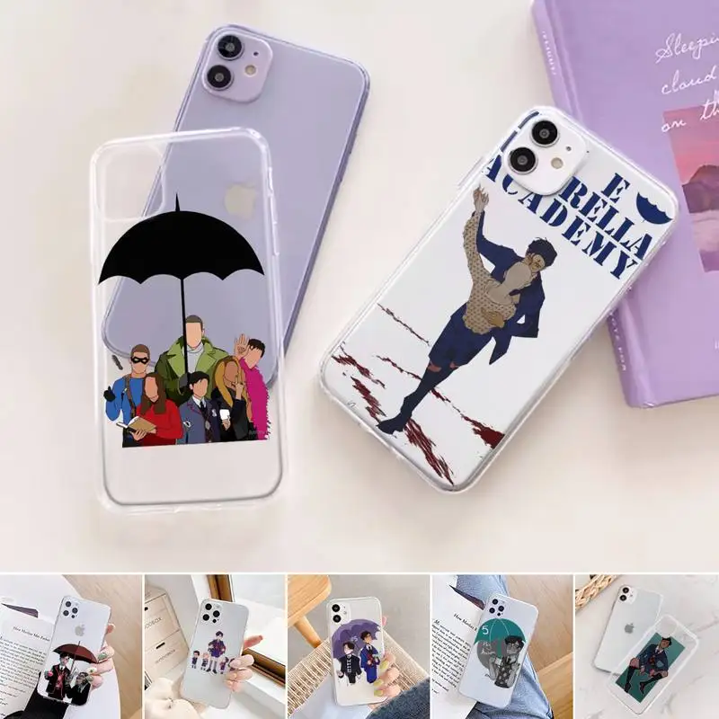 

The Umbrella Academy Cartoons five Phone Case Transparent for iPhone 11 12 6 7 8 Pro X XS Max XR Plus Soft TPU Clear mobile bags