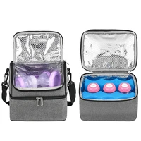 breast pump bag backpack moistureproof double layer fresh keeping mommy milk bag thermal insulated lunch box for women men kids
