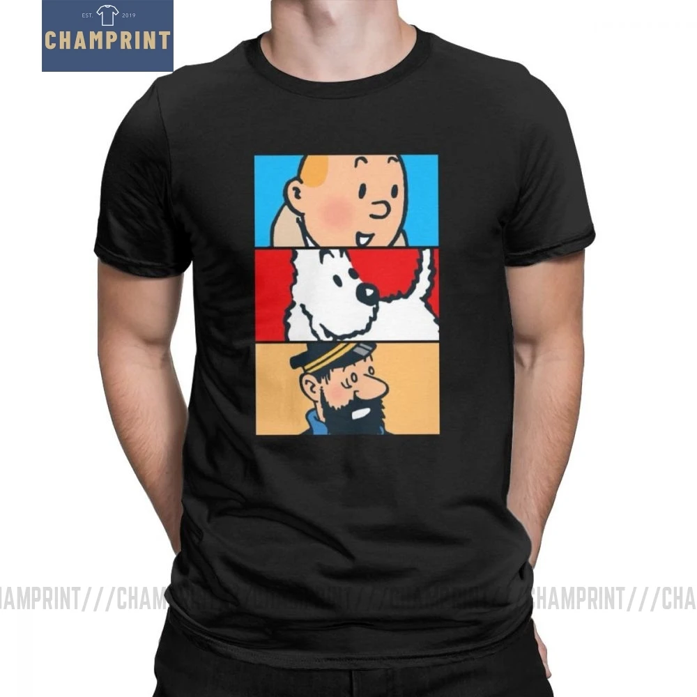 Футболка Tintin Milou Haddock The adventures Of Tintin для мужчин, хлопковая футболка с короткими рукавами, одежда 4XL 5XL 6XL