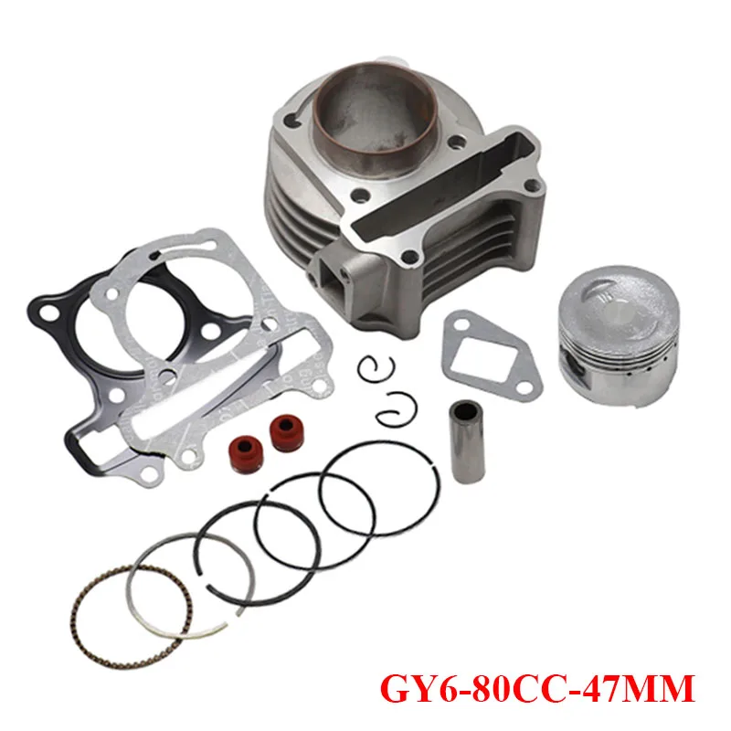 

GY6 80cc 47mm 50mm Scooter Rebuild Kit Big Bore Cylinder Kit with Cylinder Head Assy 139QMB 1P39QMB Moped ATV Go-Kart UTV