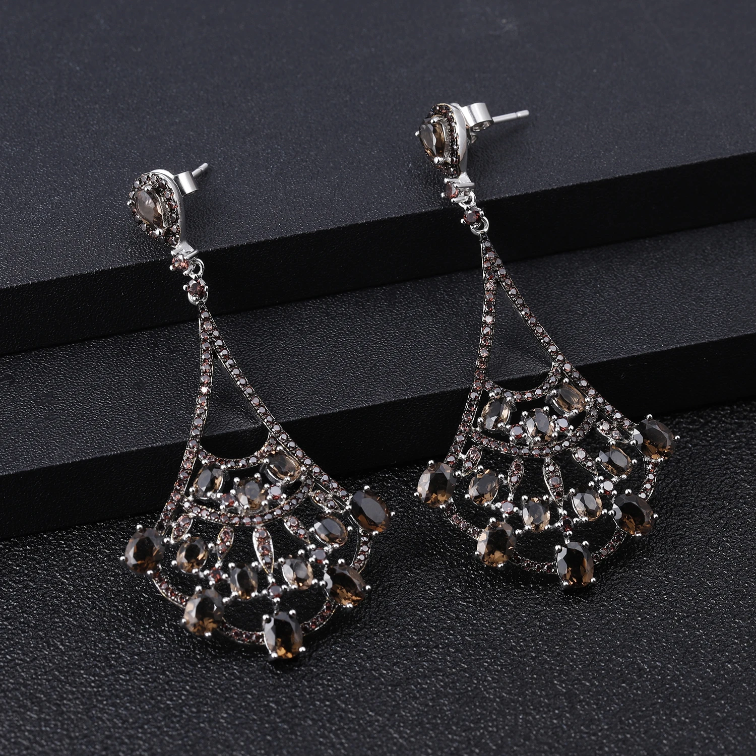 GEM'S балет 6.98Ct Натуральный дымчатый кварц 925 пробы серебро Этническая Цыганская