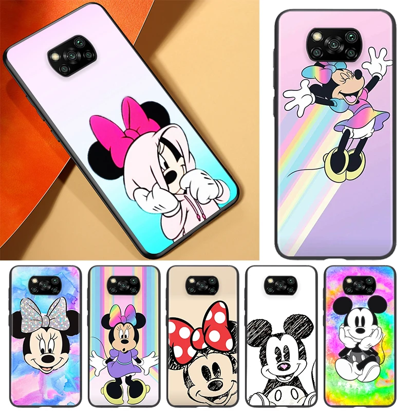 

Mickey mouse color For Xiaomi Poco X3 NFC F3 GT M3 M2 X2 F2 Pro C3 F1 Civi Mi Play Mix 3 A2 A1 6X 5X Black Phone Case