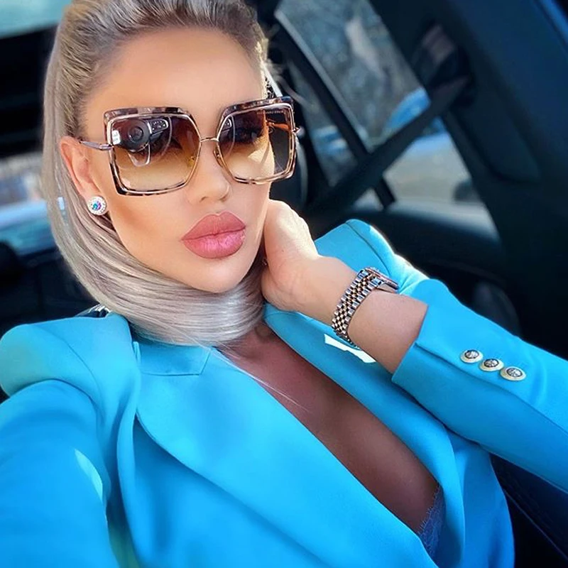 

Очки солнцезащитные унисекс большие, в винтажном стиле, квадратные, кошачий глаз, с леопардовым принтом, литые, роскошные брендовые, с защит...