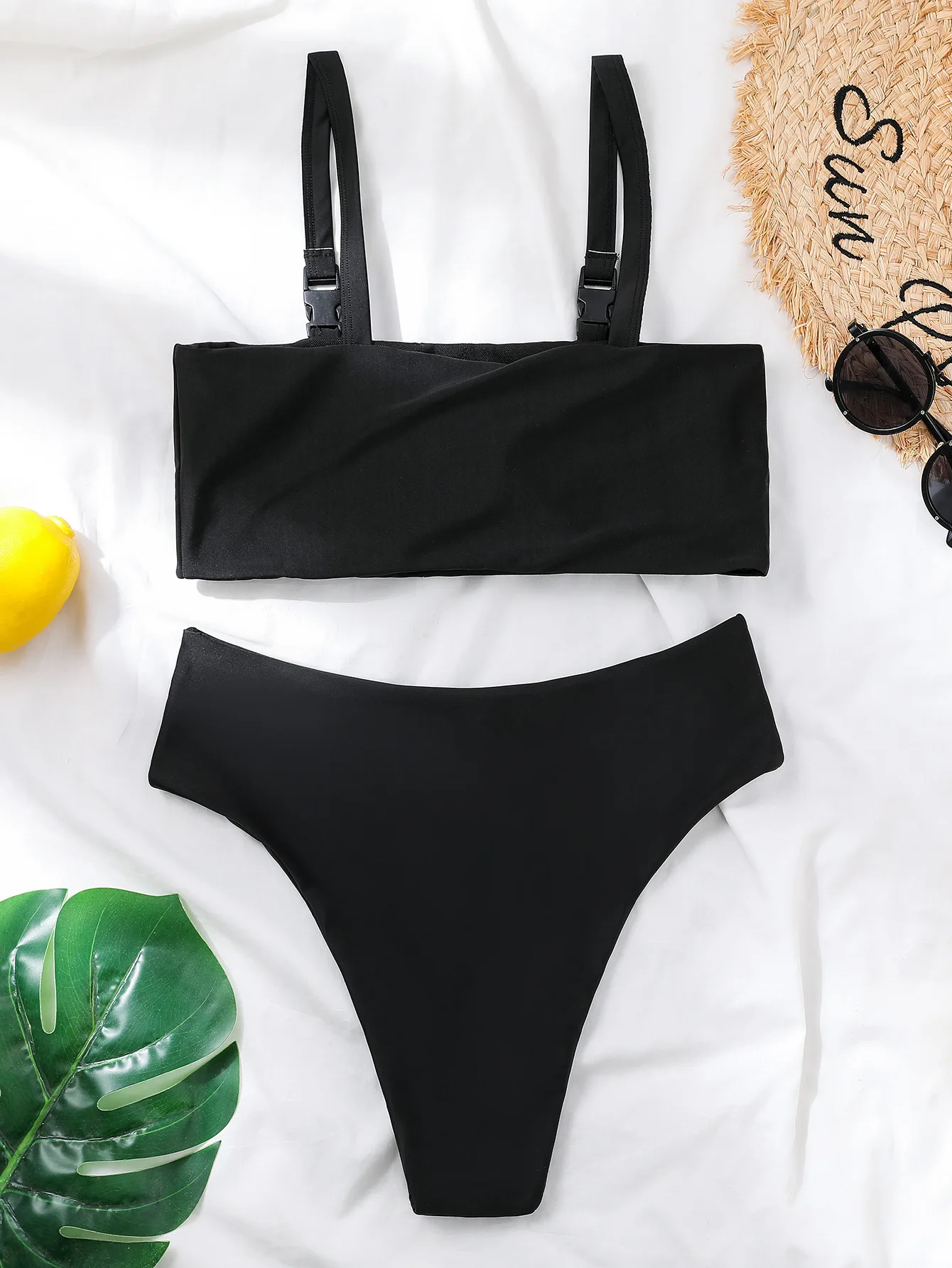 

Foreign Trade Original Garment 2020 Bikini Hot Selling Solid Color Tube Top Strap Release Buckle Bikini Embroidered Dragon Two-p