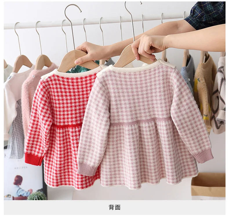 Вязаная одежда для девочек детское платье детская на осень и зиму теплый костюм