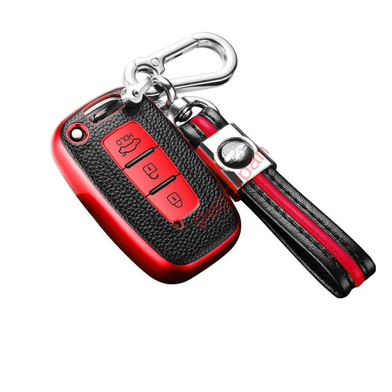 

3 Buttons Premium Soft TPU+PU Leather Full Cover Protection Smart Remote Keyless Key Fob Shell For Hyundai IX35 Sonata 8th
