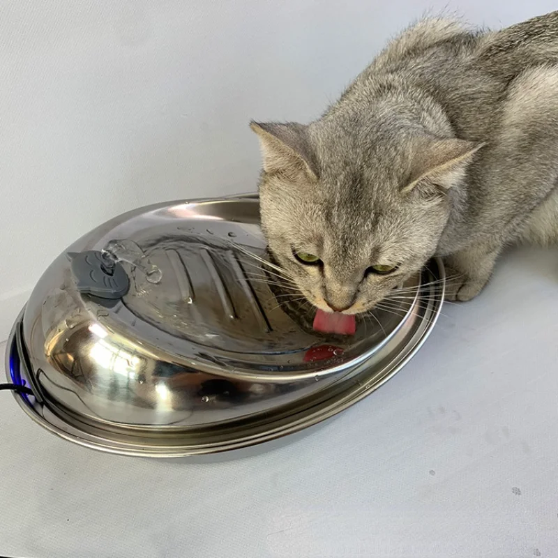 

Stainless Steel Water Dispenser Sand Dune Pet Mirror Silver 304 Stainless Steel Cat and Dog Large Capacity Pet Water Dispenser.