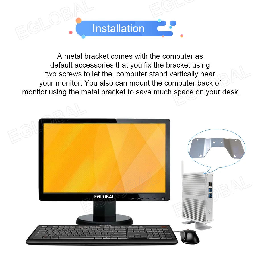 Мини ПК без вентилятора процессор EGlobal I3 I5 I7 linux intel Celeron N3050 2 Гб ОЗУ 16 SSD 4 * USB 3 0 300 м Wi