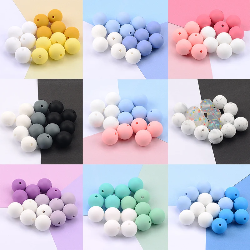 LOFCA-Cuentas redondas de silicona de grado alimenticio, mordedor de silicona sin BPA, juguetes para manualidades, 12mm, 20 unids/lote-5