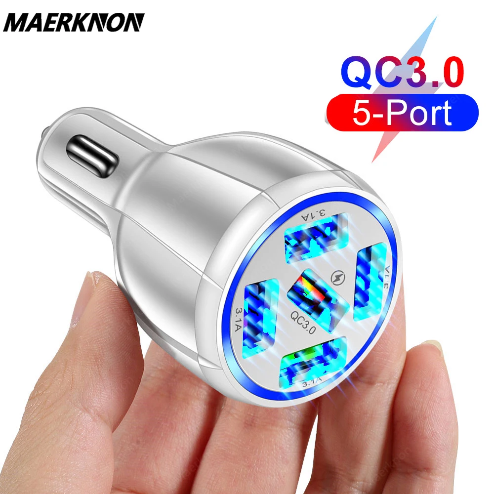 Мини 5 USB Автомобильное зарядное устройство Quick Charge 4 0 3 QC 60W быстрая зарядка для iPhone