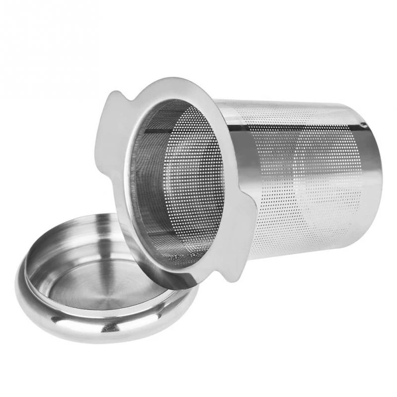 

Mesh Reusable Basket Stainless Steel Fine Tea Infuser Tea Strainer with 2 Handles Lid Tea and Coffee Filters for Loose Tea Leaf