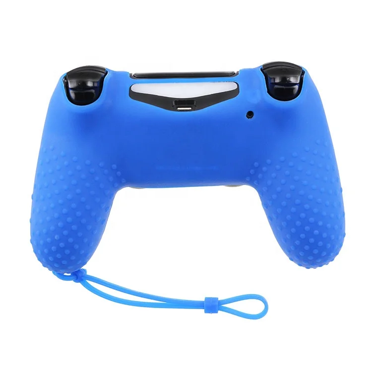

With Rope Blue Silicone Skin Rubber Gel Grip Sleeve Cover Case For Sony Playstation 4 PS4 Controller
