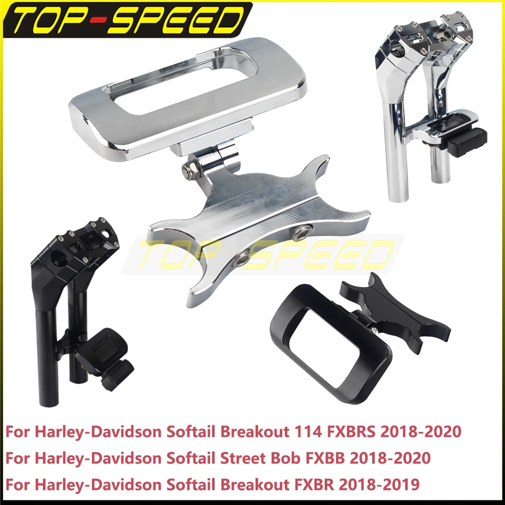 

Chrome Black Motorcycle Tachometer Mounting Kits Adjustable Gauge Relocation Bracket For Harley Softail Breakout 114 FXBRS 18-20
