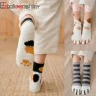 BalleenShiny детские напольные носки для девочек, утепленные коралловые флисовые пушистые сапоги, носки, милые Мультяшные носки с кошачьими лапами для детей, подарок