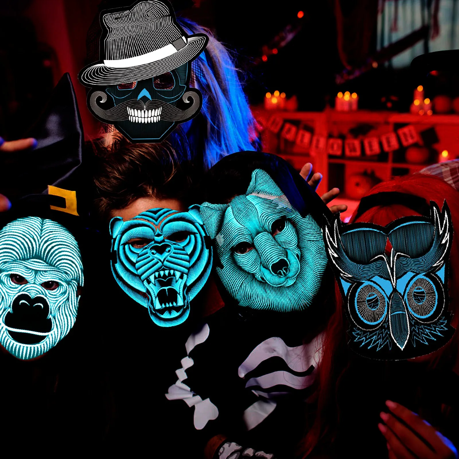 Новинка светодиодная маска на Хэллоуин праздник маскарад музыкальная вечеринка