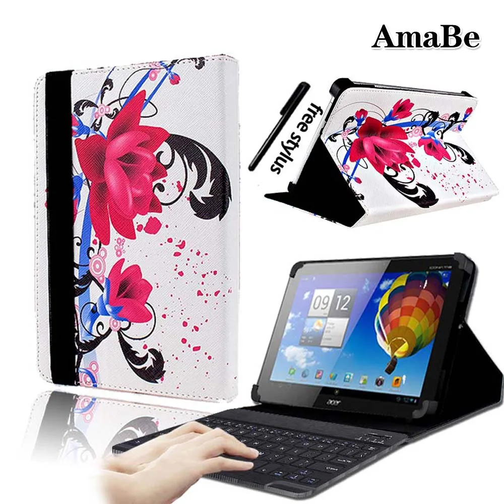 Портативный беспроводной bluetooth-клавиатура из искусственной кожи с принтом для Acer