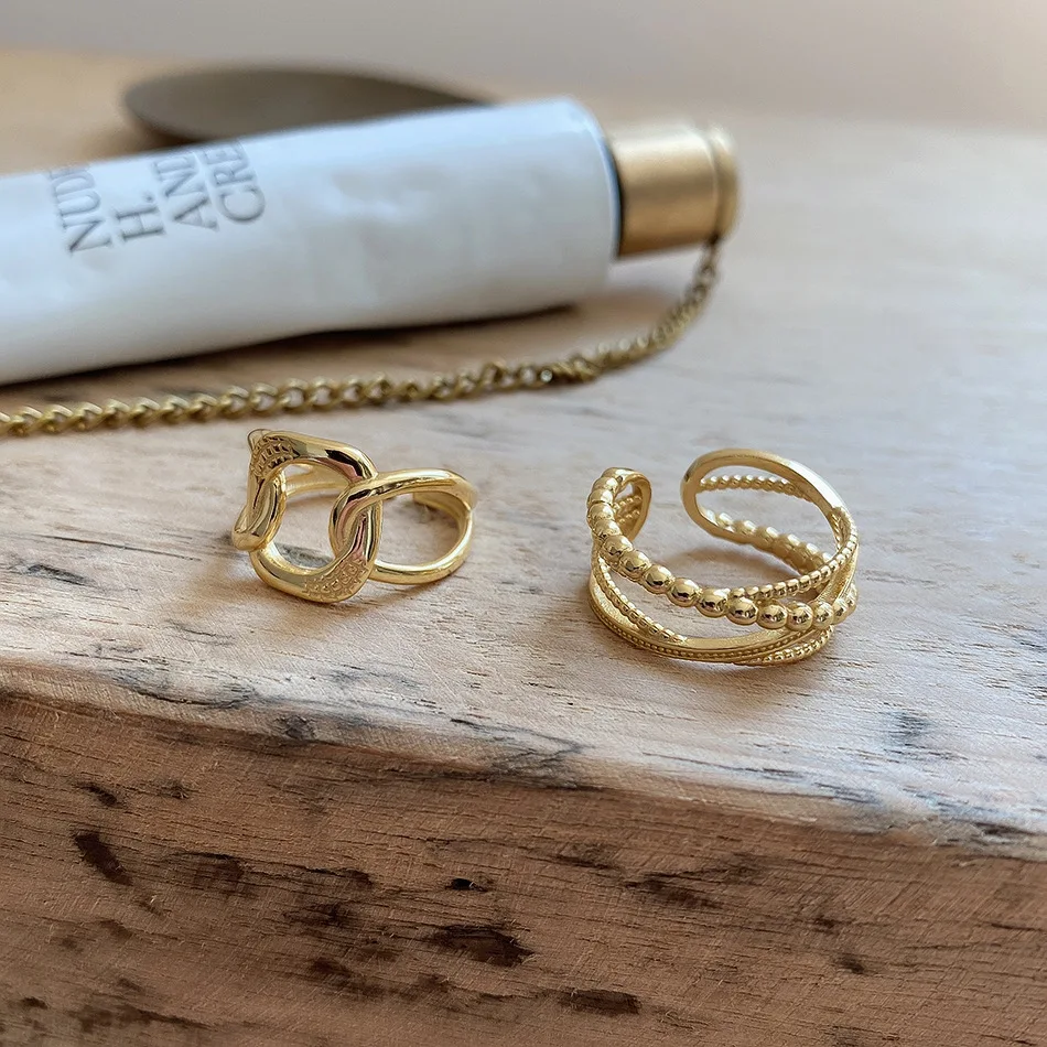 Женское многослойное кольцо из серебра 925 пробы в французском стиле|Кольца| |