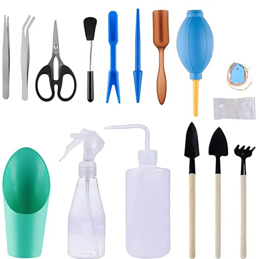 

16Pc Succulent Planting Tool Spray Bottle Shovel Rake Scissor Gardening Kit garden digging loosening soil watering cleaning tool