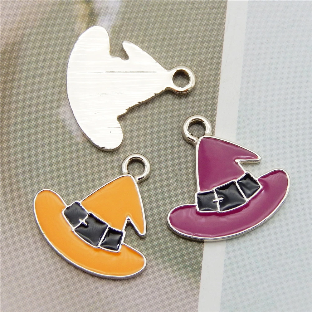 Julie Wang 12 шт. Смешанные 17*17 мм эмалированные из сплава Волшебные бриллианты шляпа