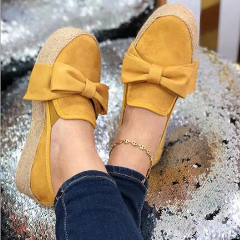 Женские тонкие туфли повседневная женская обувь на плоской подошве с бантом