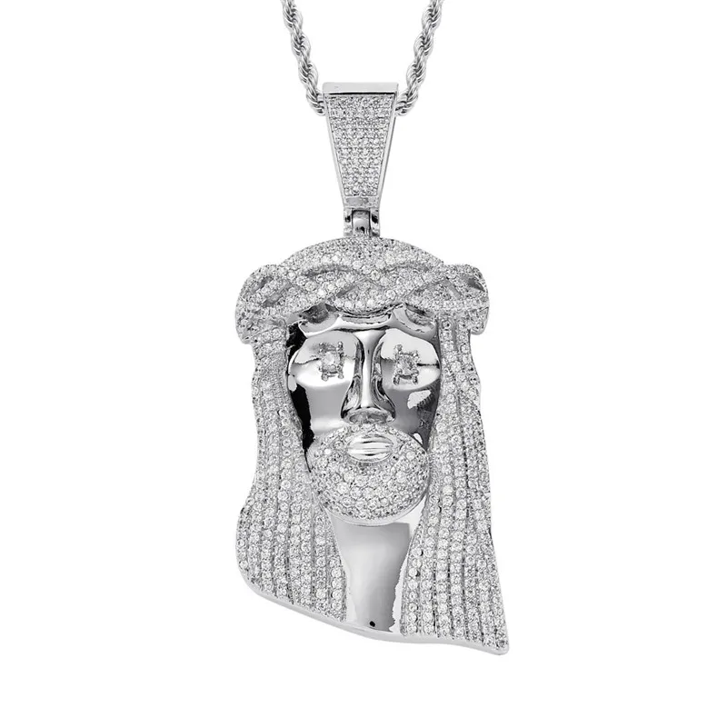 Iced Out Jesus Corolla Big Pendant Mens Hip Hop Necklace With Chain Fashion CZ Stone Necklace For Man Women Gift