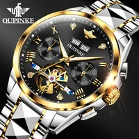 swiss oupinke top brand mechanical wristwatch luxury sapphire glass automatic watch stainless steel waterproof 50m watches men
