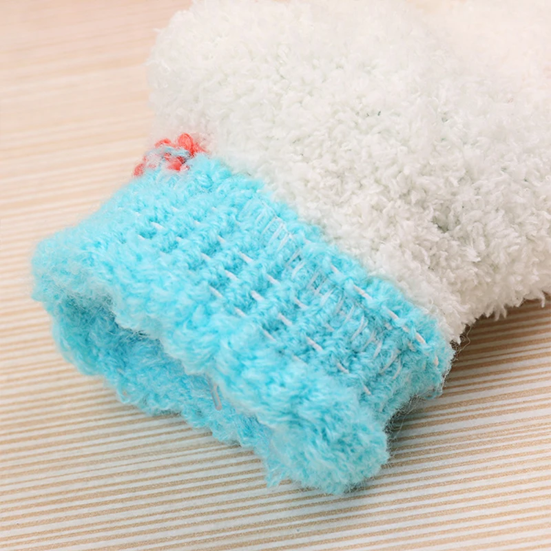 Новые зимние детские вязаные перчатки мультяшный шнурок полный палец варежки