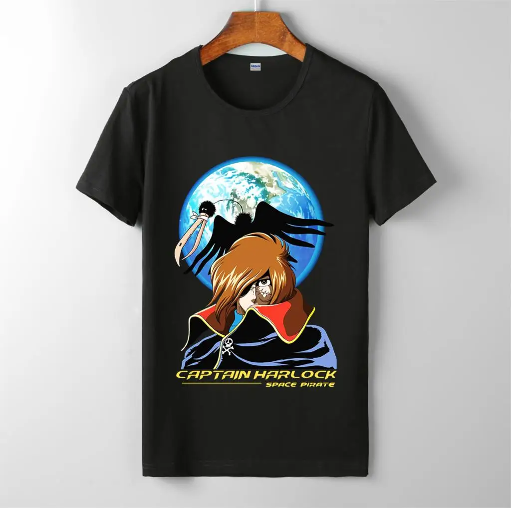 Аниме капитан харлок Футболка Мужская хлопковая футболка с коротким рукавом хип