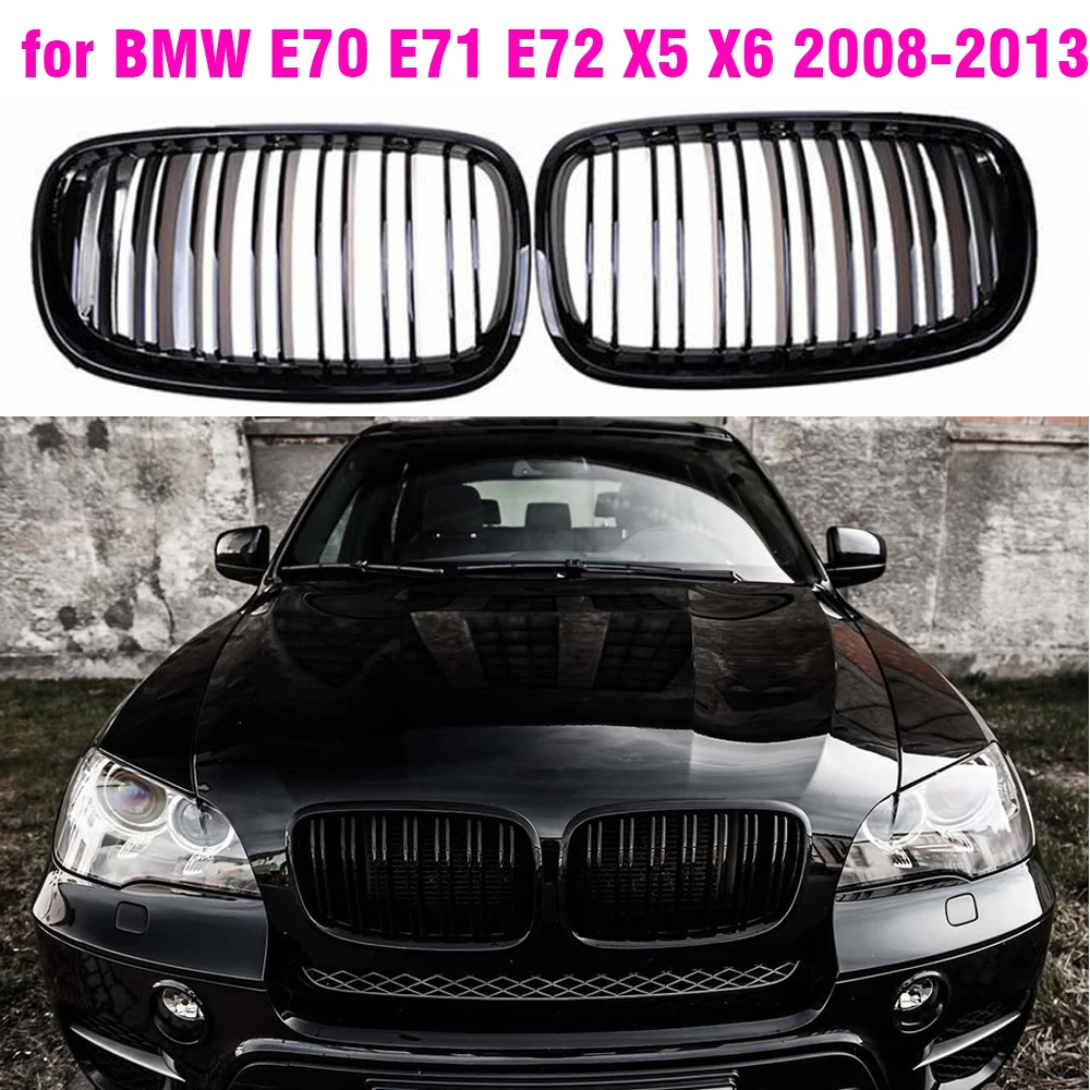 Черный Передний бампер с двойной платой передняя решетка радиатора для BMW X5 X6 E70 E71