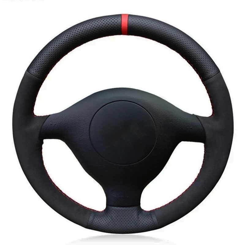 

Car Steering Wheel Cover Black Genuine Leather Suede For Volkswagen VW Golf 4 (IV) Passat (B5) Variant 1997-2004 Polo Sharan
