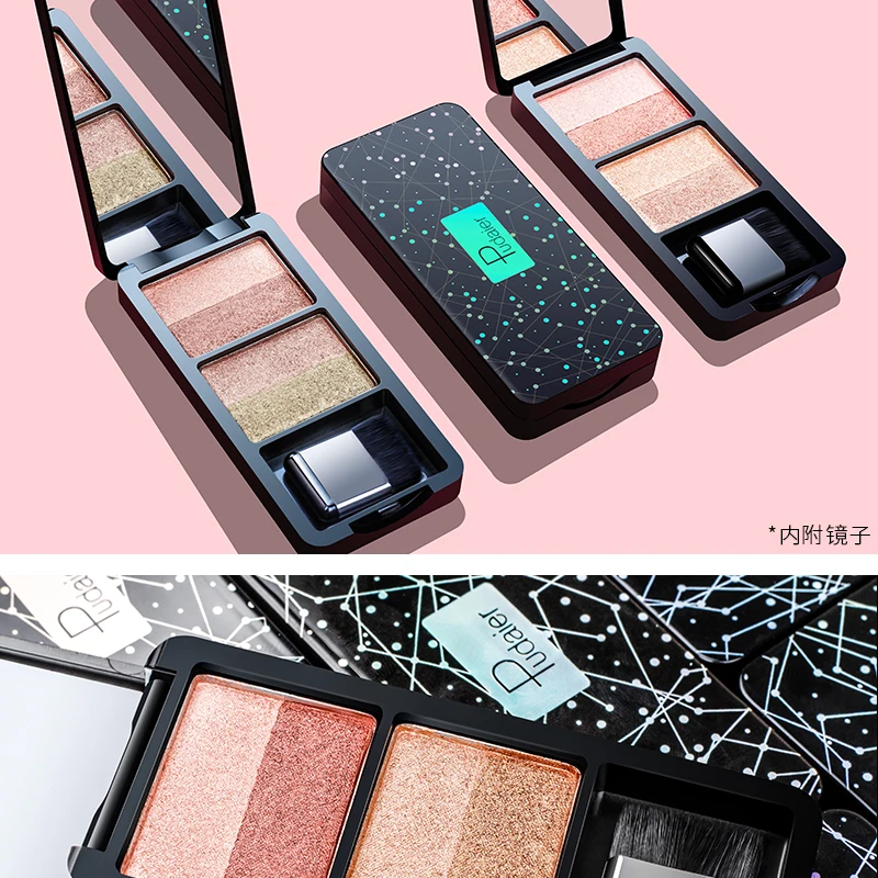 Трехмерные полихроматические Четырехцветные тени для век Pudaier постепенное