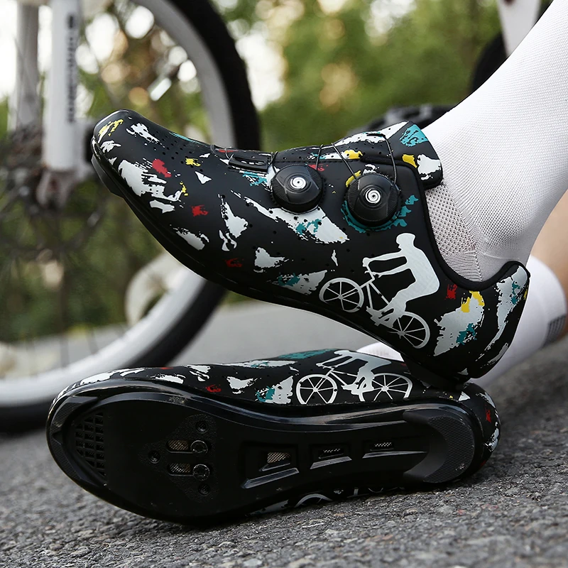 

2021 new couple colorful characteristic fashion sneakers self-locking mountain road breathable comfortable cycling shoes