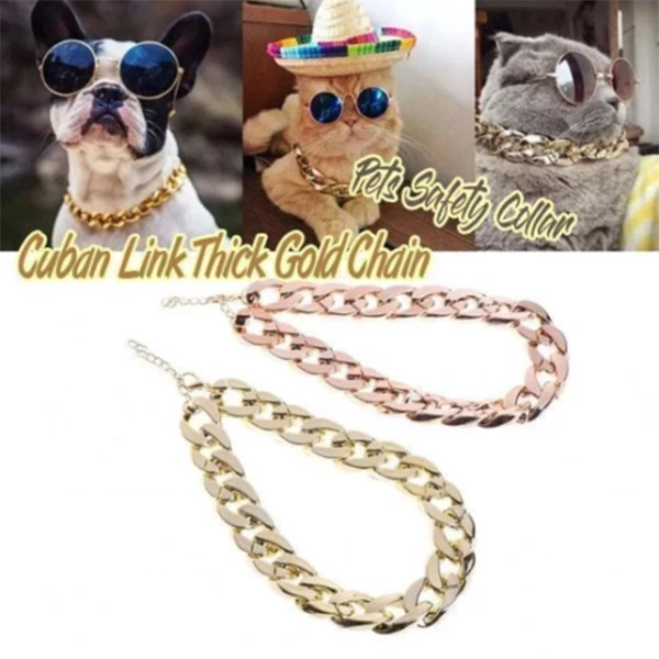 

Cuban Link Thick Chunk Chain Necklace Dog Safety Collar Pets Jewelry HEE889