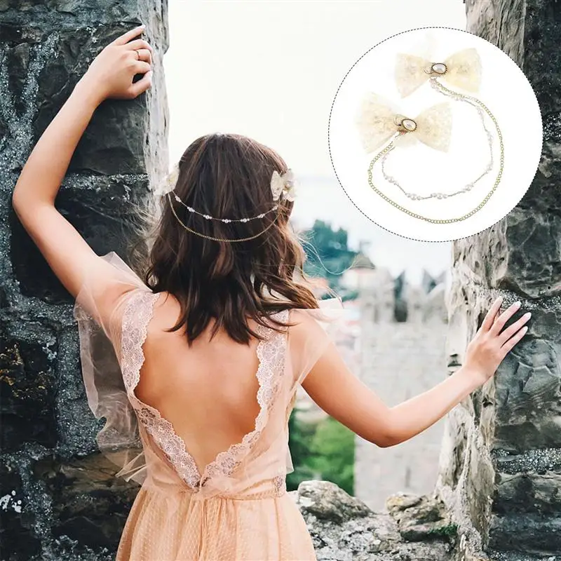 

1pc Pearl Design Hair Clip Hair Accessory Beautiful Headdress Bowknot Barrette for Women Party