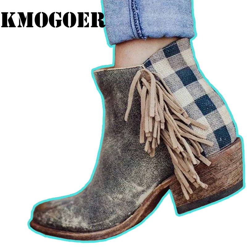 Женские ботильоны в винтажном стиле осенне зимние ботинки из искусственной кожи