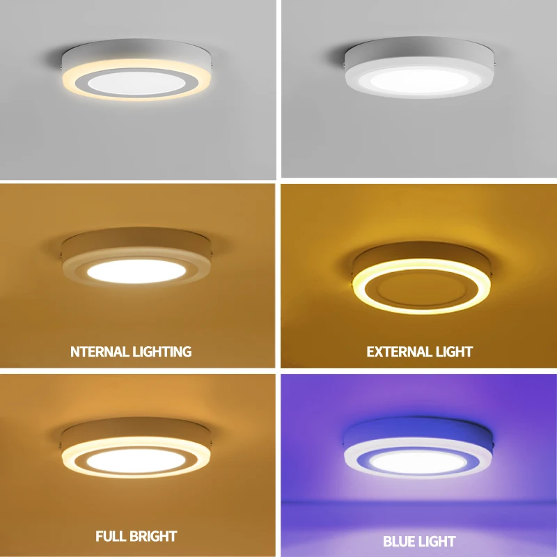 Светодиодный двухцветный круглый панельный светильник 6 Вт 9 18 24 RGB поверхностный