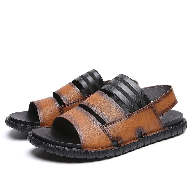 Высококачественные летние мужские сандалии мужская кожаная обувь спортивные