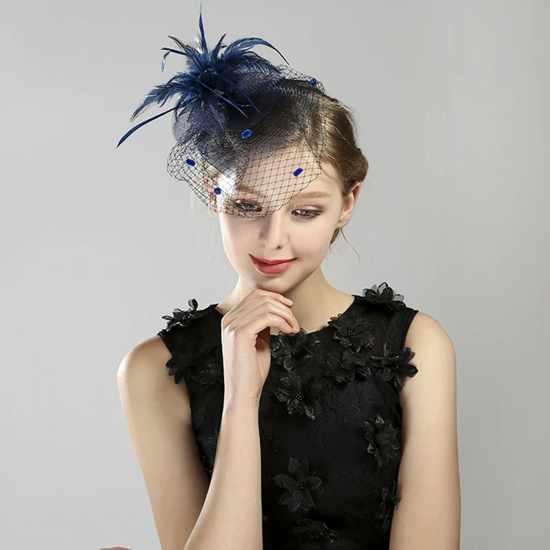 

Fascinating Hats Party Headwear with Veil with Feather for Girls and Women JL