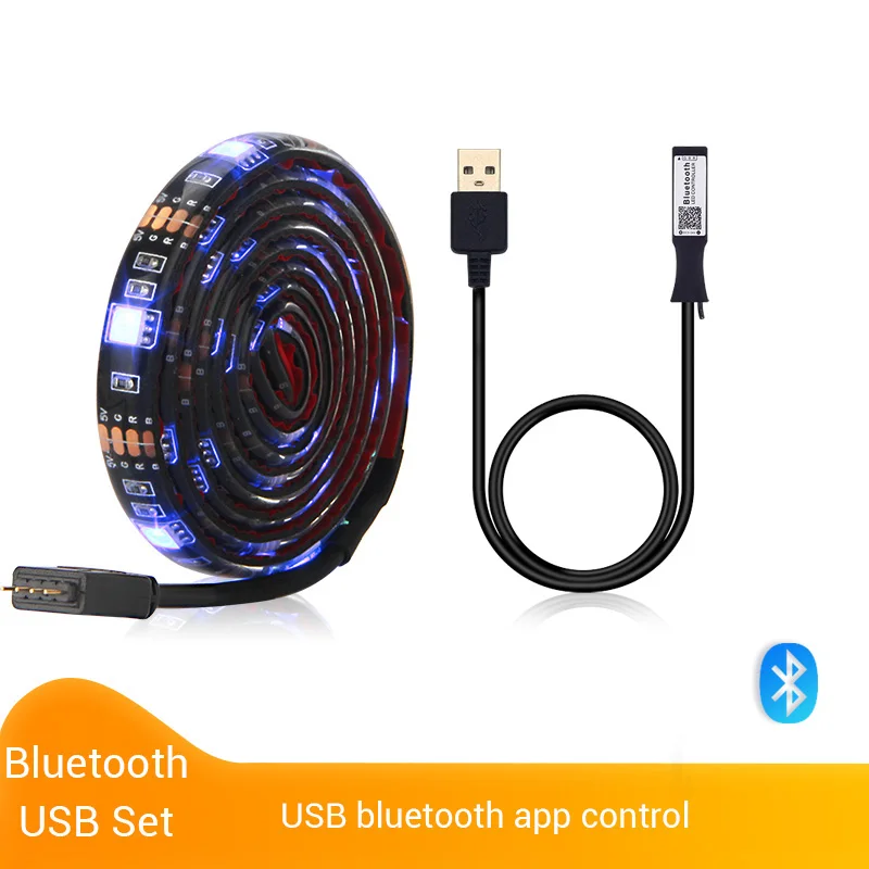 5V USB Светодиодные ленты 5050 RGB Светодиодные ленты светильник 5050 работы при прослушивании музыки по Bluetooth полосы IP65 Гибкая светодиодный лента ТВ фон светильник Инж - Испускаемый цвет: Bluetooth Strip Set