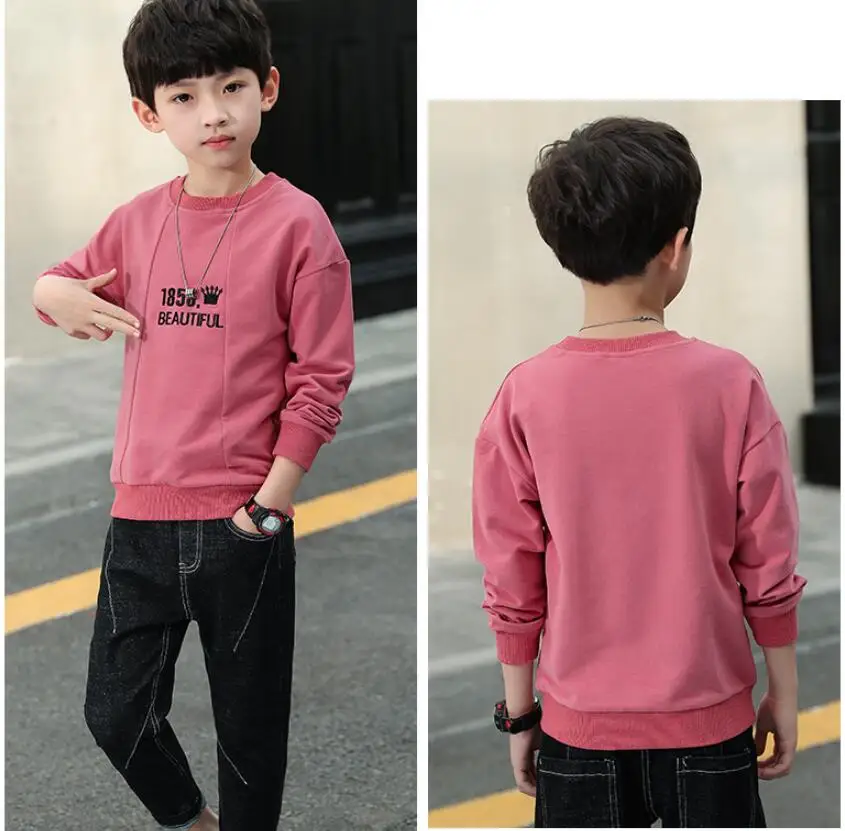 Детская одежда футболка для мальчиков новинка 2019 осенняя больших Корейская