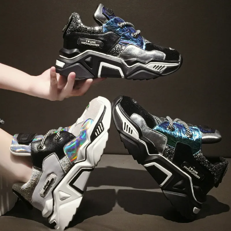 Кроссовки на платформе высокая обувь женская повседневная толстой подошве